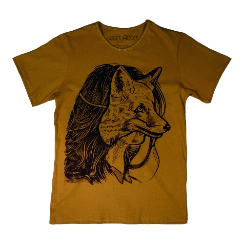 Playera Woman Fox Mask Mostaza Heart Attack
